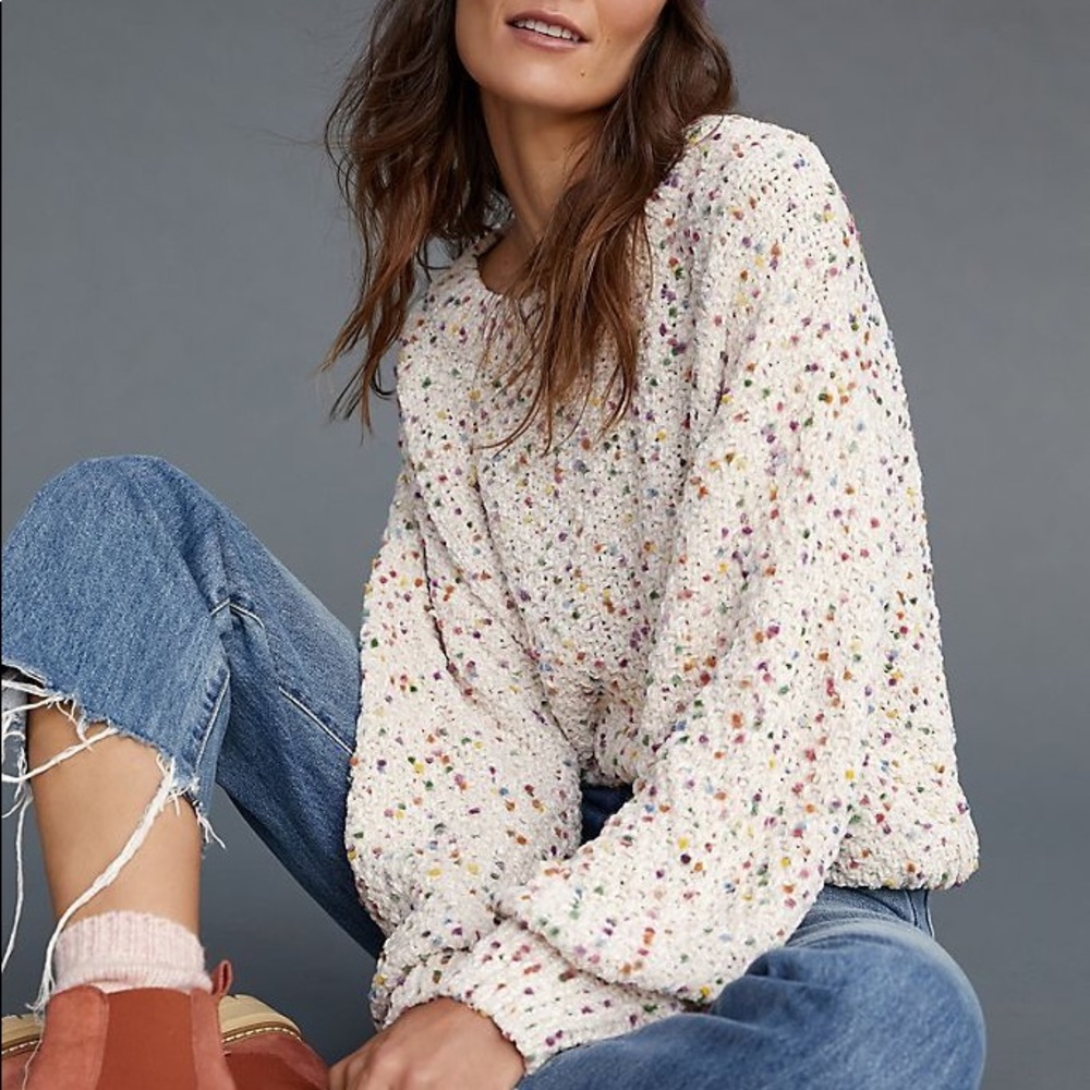 Anthropologie confetti chenille sweater